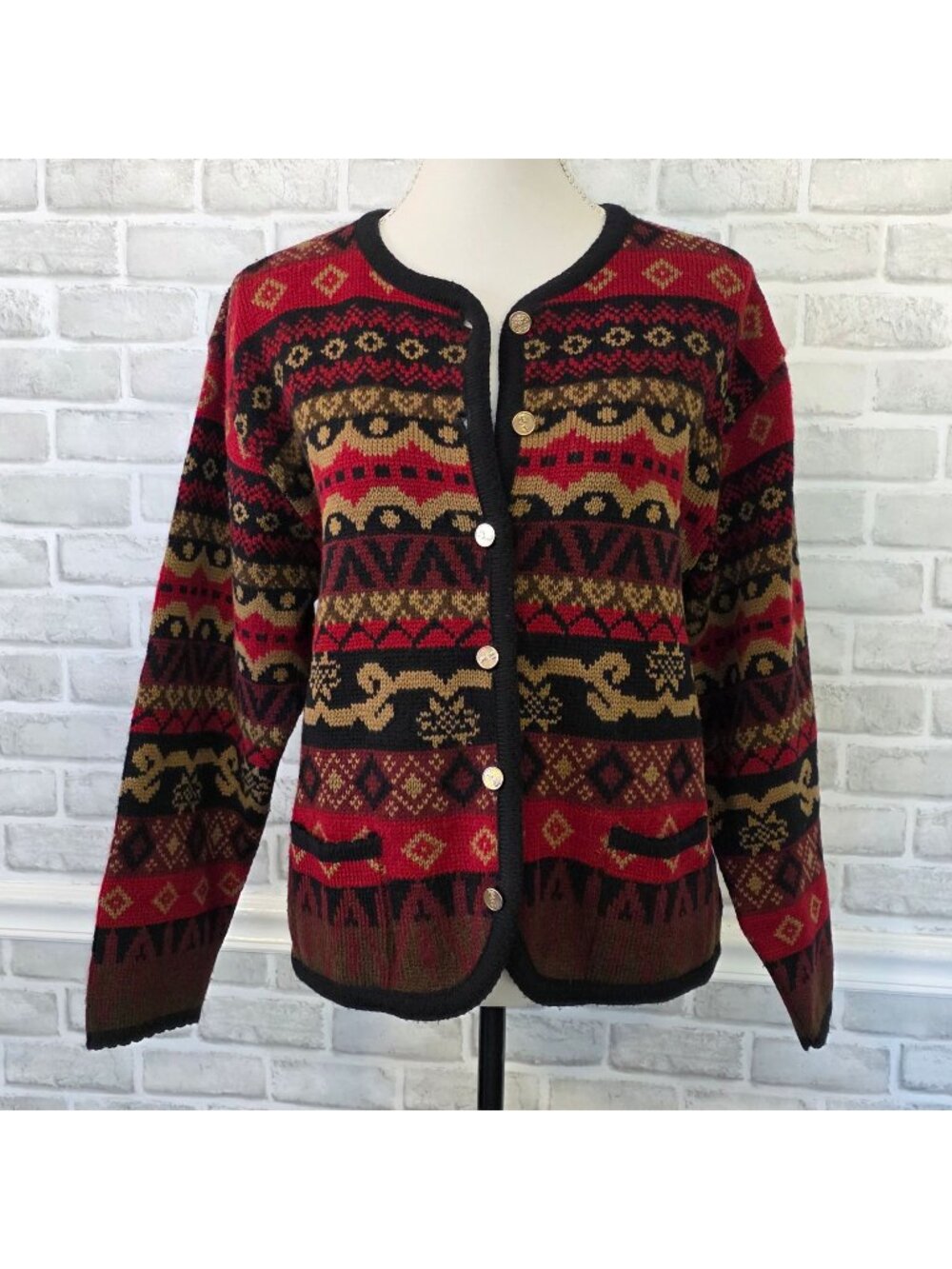 Vintage Tally Ho Red Cardigan Acadamia Boho Western Preppy Equestrian Button L